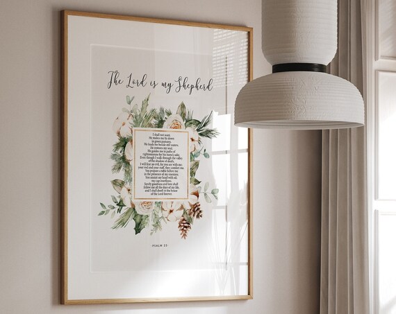 Psalm 23 The Lord Is My Shepherd Christian Gift Christian Art Bible Verses Scripture Wall Art Scripture Mothers Day Gift