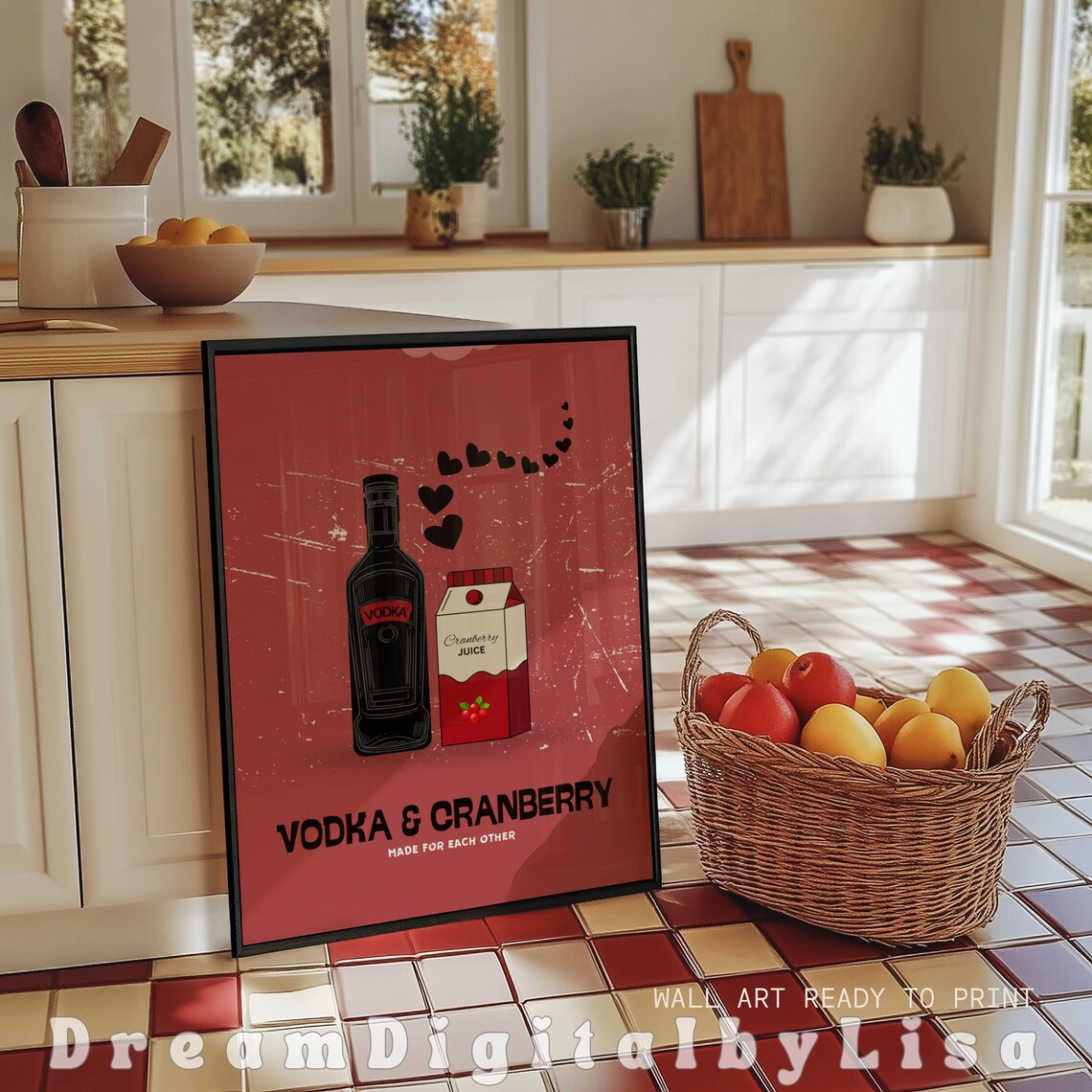 Vodka Cranberry Made For Each Other Kitchen Art Print - Image 2
