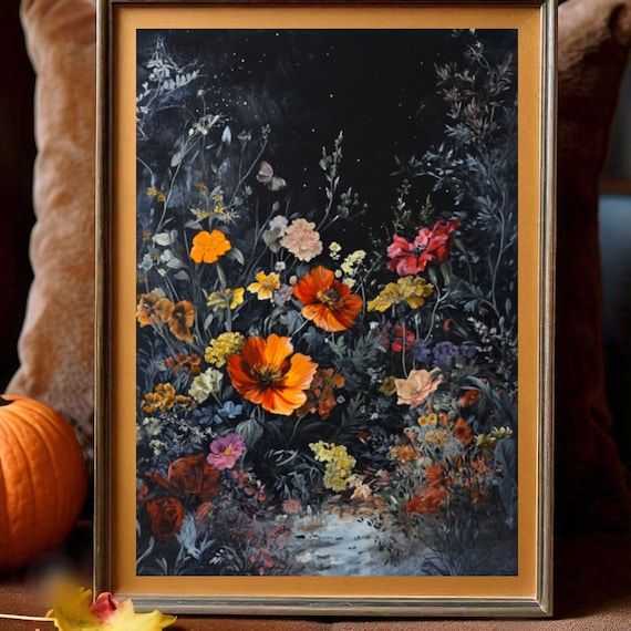 Vintage Fall Floral Print Moody Wall Art Autumn Decor Botanical Prints Fall Home Decor Prints Instant Jpg
