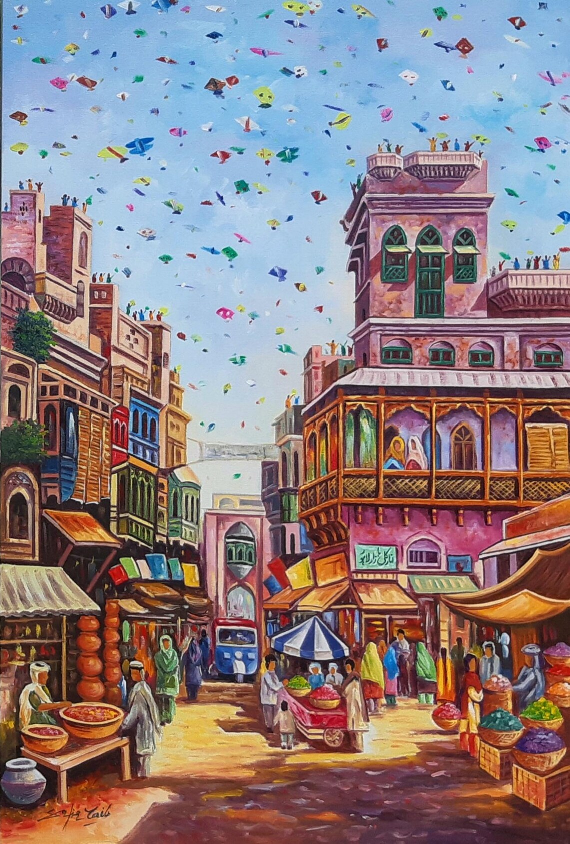 Indian Painting, Pakistani Art Oil Painting Print