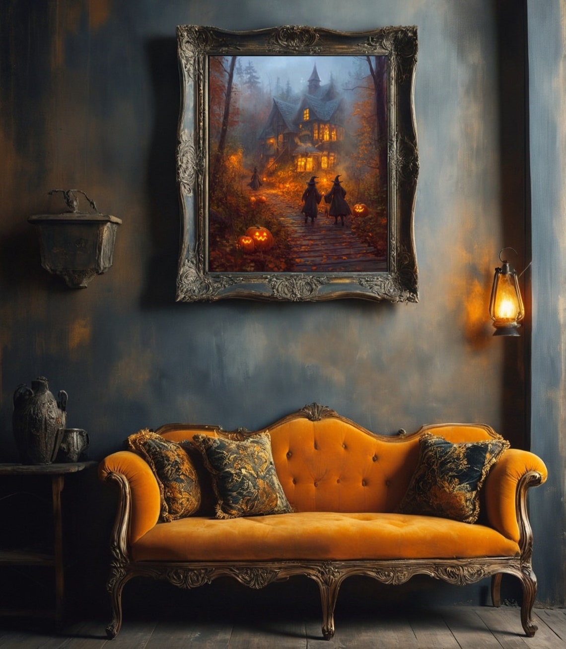 Witches Haunted House Misty Forest Jack O Lantern Halloween Poster - Image 2