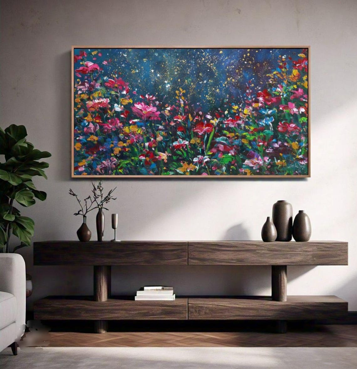 Flower Oil Painting Floral Wall Art Original Painting Abstract Flower Painting Modern Landscape Painting Textured Wall Art