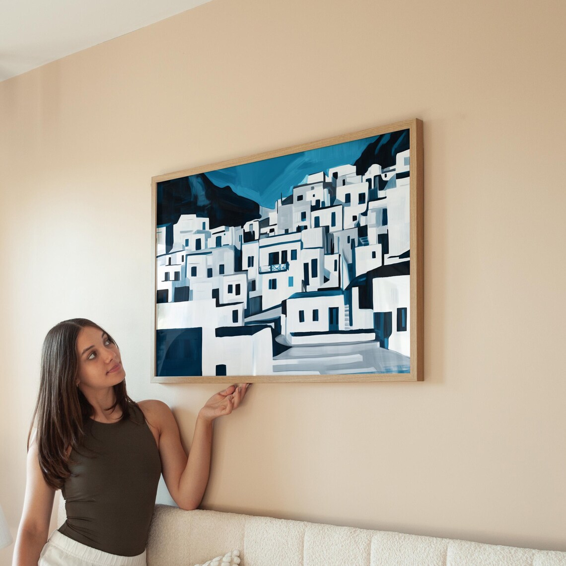 Whitewashed Greek Village, Minimalist Cycladic Art Poster - Image 6