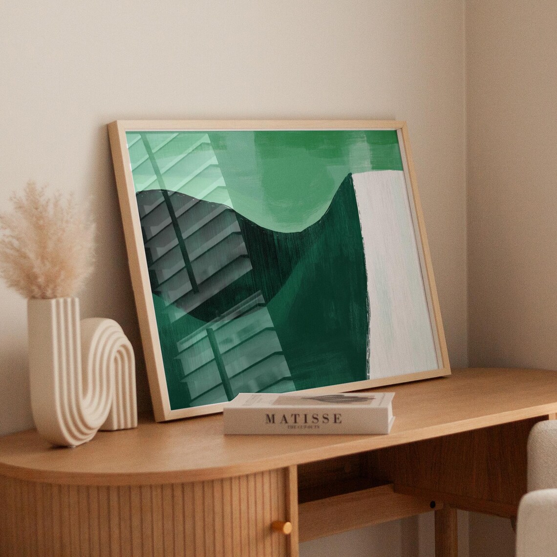 Minimalist Green Abstract Landscape, Rolling Hills - Image 6
