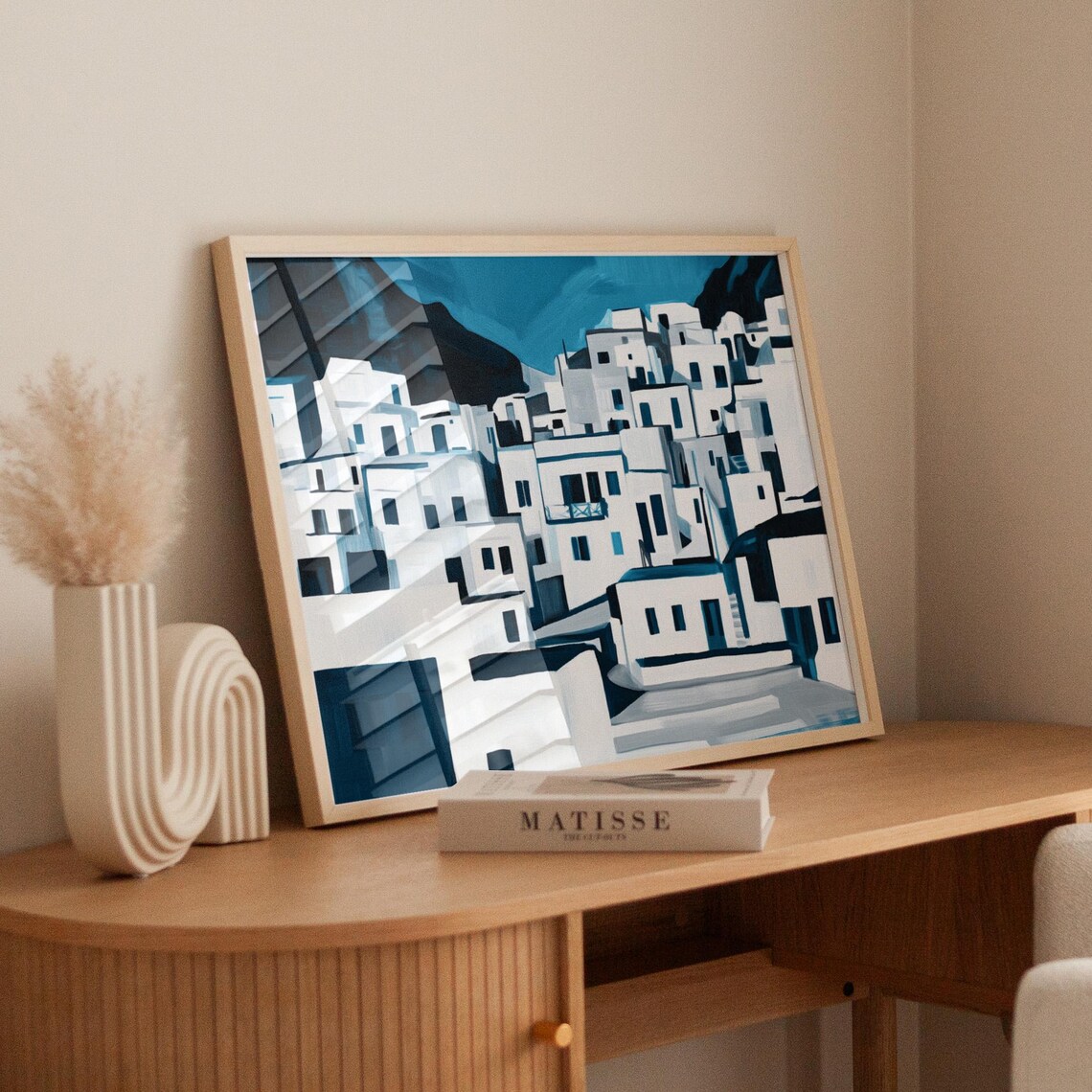 Whitewashed Greek Village, Minimalist Cycladic Art Poster - Image 4