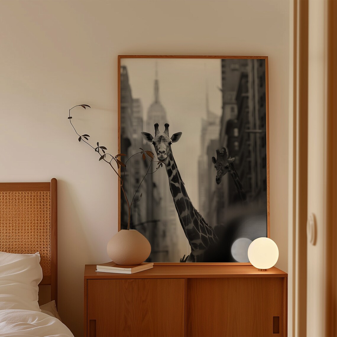 Giraffe in the City Vintage Photography Art Print - Image 4