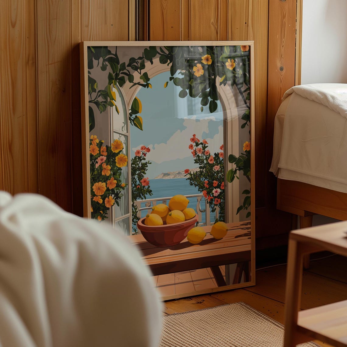 Mediterranean Balcony Lemons Sea View Arched Terrace Summer Poster - Image 3