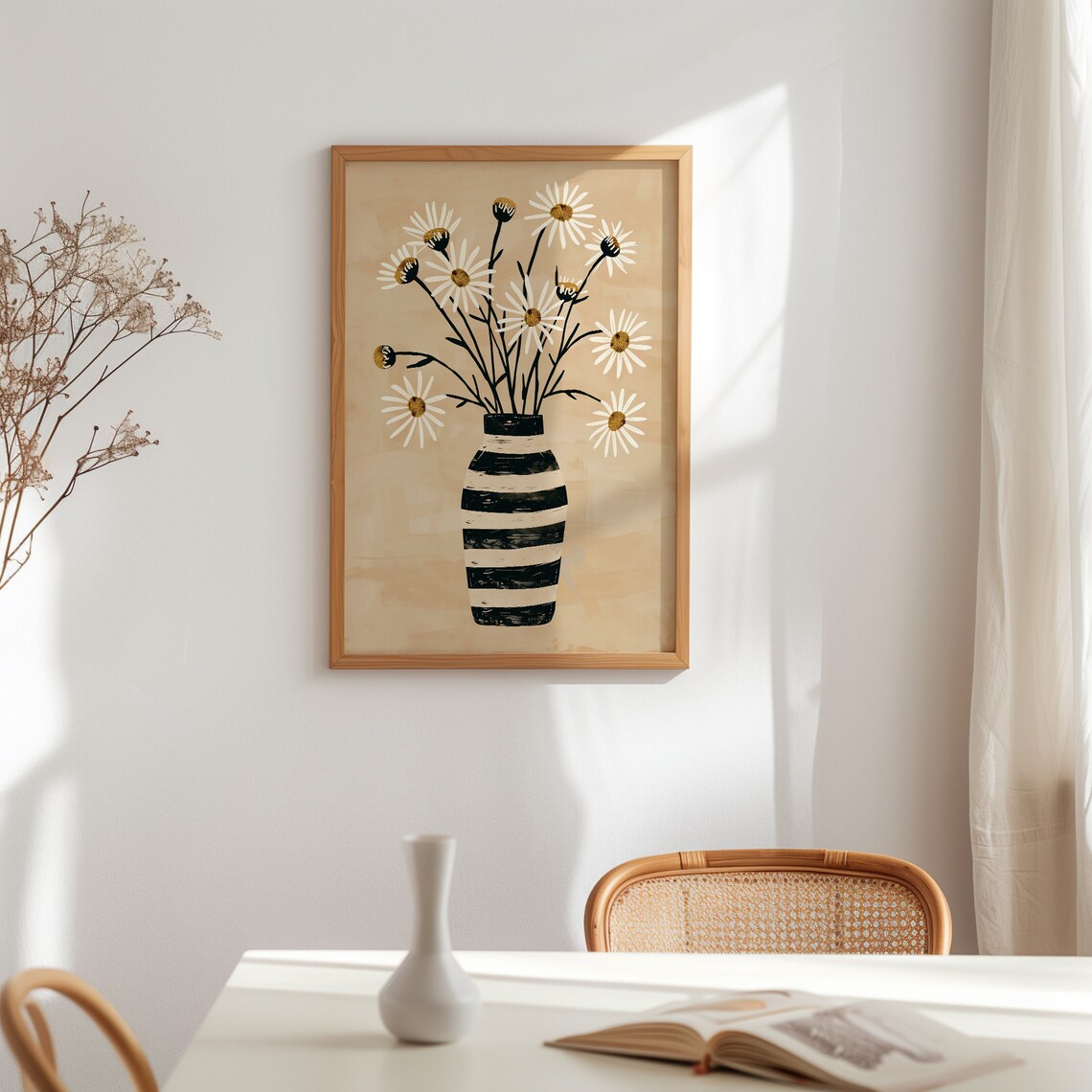 Daisy Vase Boho Neutral Floral Illustration - Image 4
