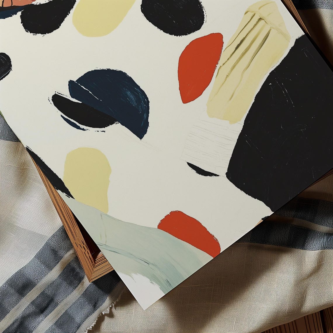 Woman Resting Head In Colorful Dotted Robe Cozy Minimalist Poster - Image 3