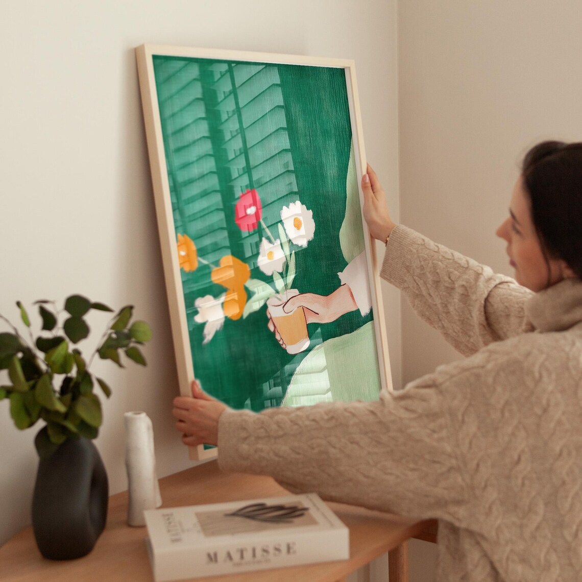 Minimalist Floral Hand Art Print, Bouquet In Cup - Image 5