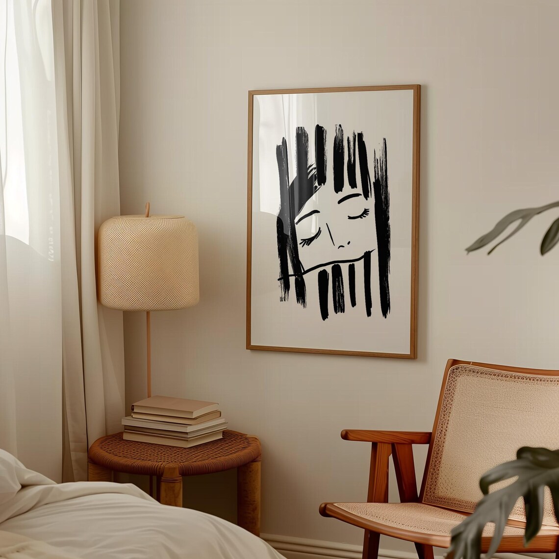 Minimalist Face Line Art, Emotional Abstract Portrait - Image 2