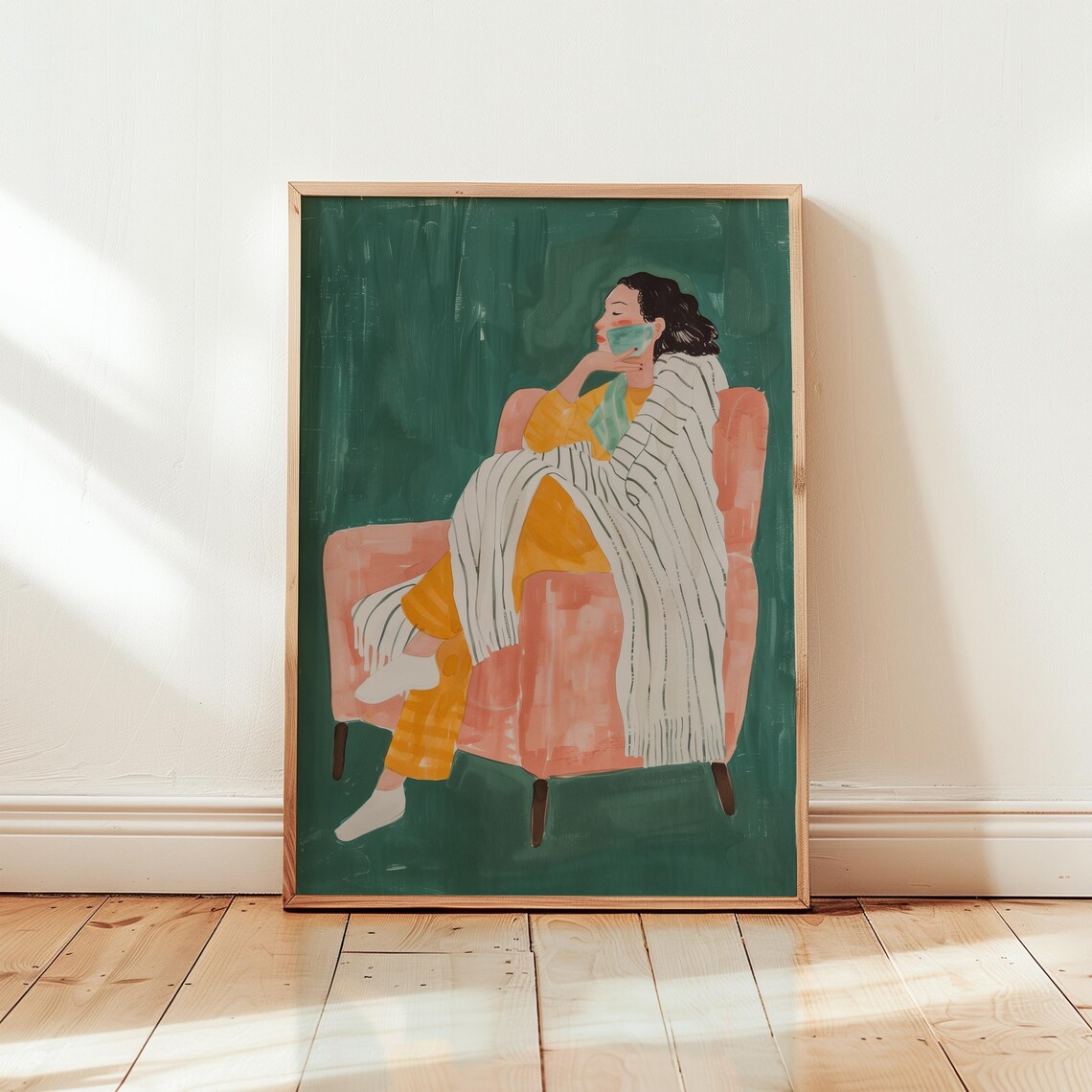 Relaxed Woman Portrait, Modern Abstract Wall Art