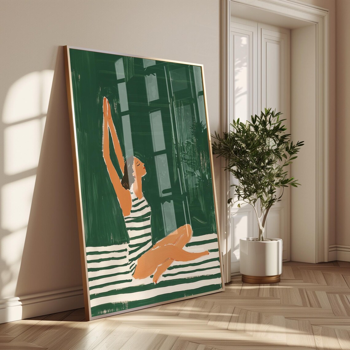 Woman Stretching, Minimalist Wellness Decor - Image 6