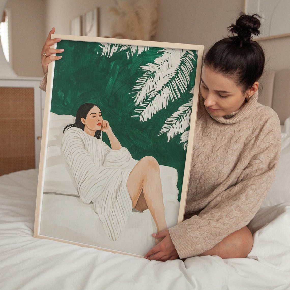 Emerald Green Abstract People Large Bold Contemporary Art Poster - Image 4