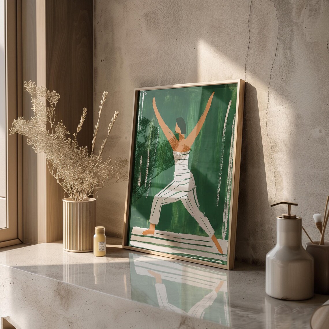 Minimalist Yoga Warrior Pose, Modern Fitness Decor - Image 6