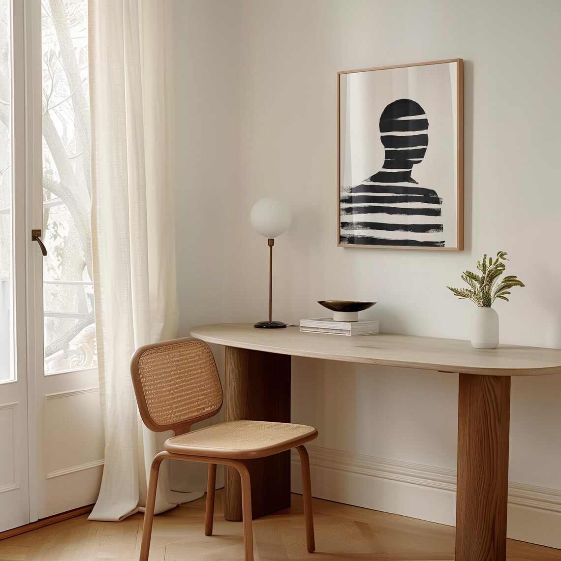 Abstract Black And White Portrait Minimalist Art Print - Image 4