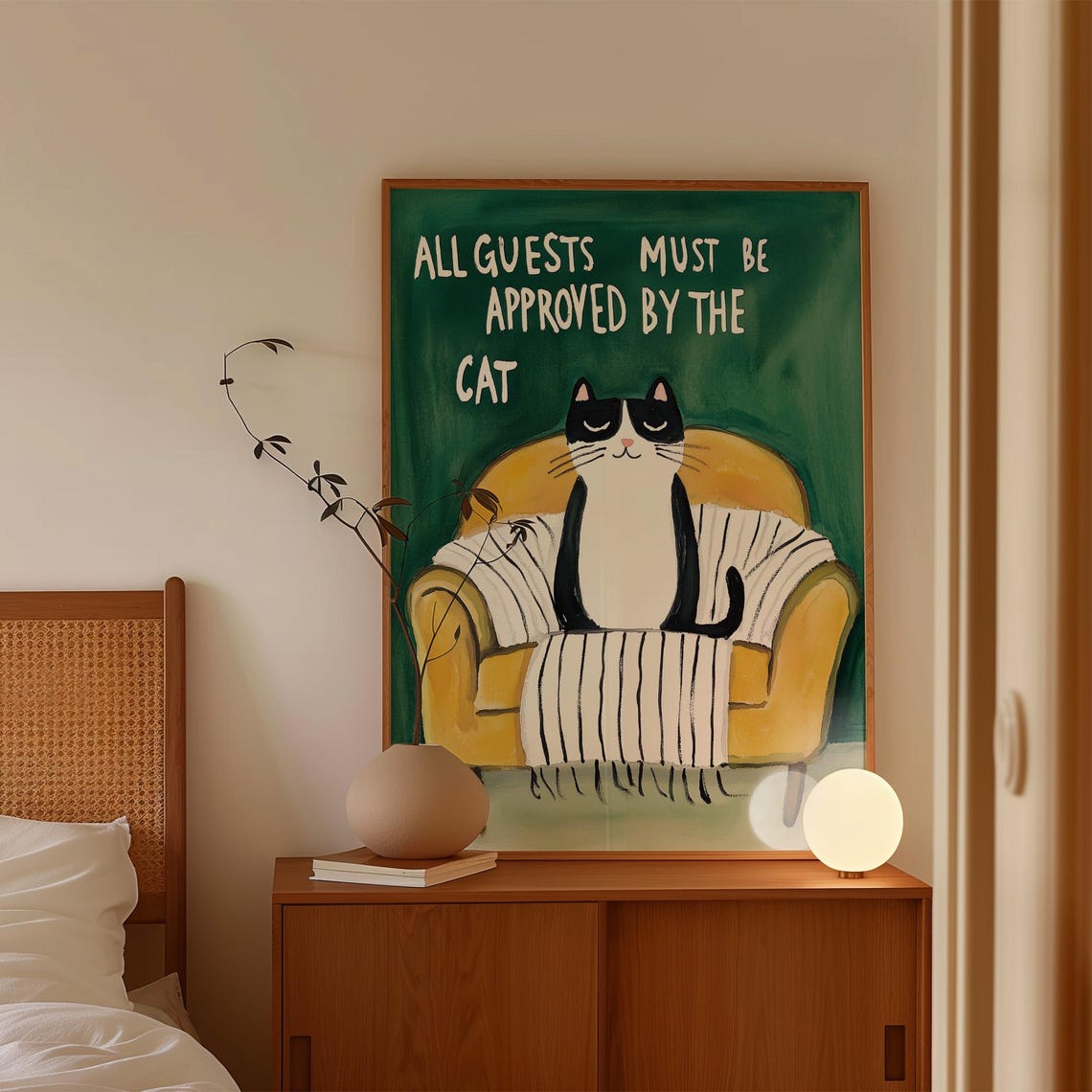 All Guests Must Be Approved By The Cat Humorous Quote Wall Art - Image 3