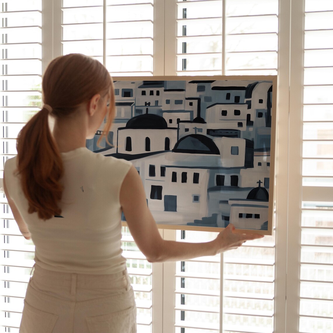 Santorini Inspired Minimalist Greek Village Art Print - Image 5