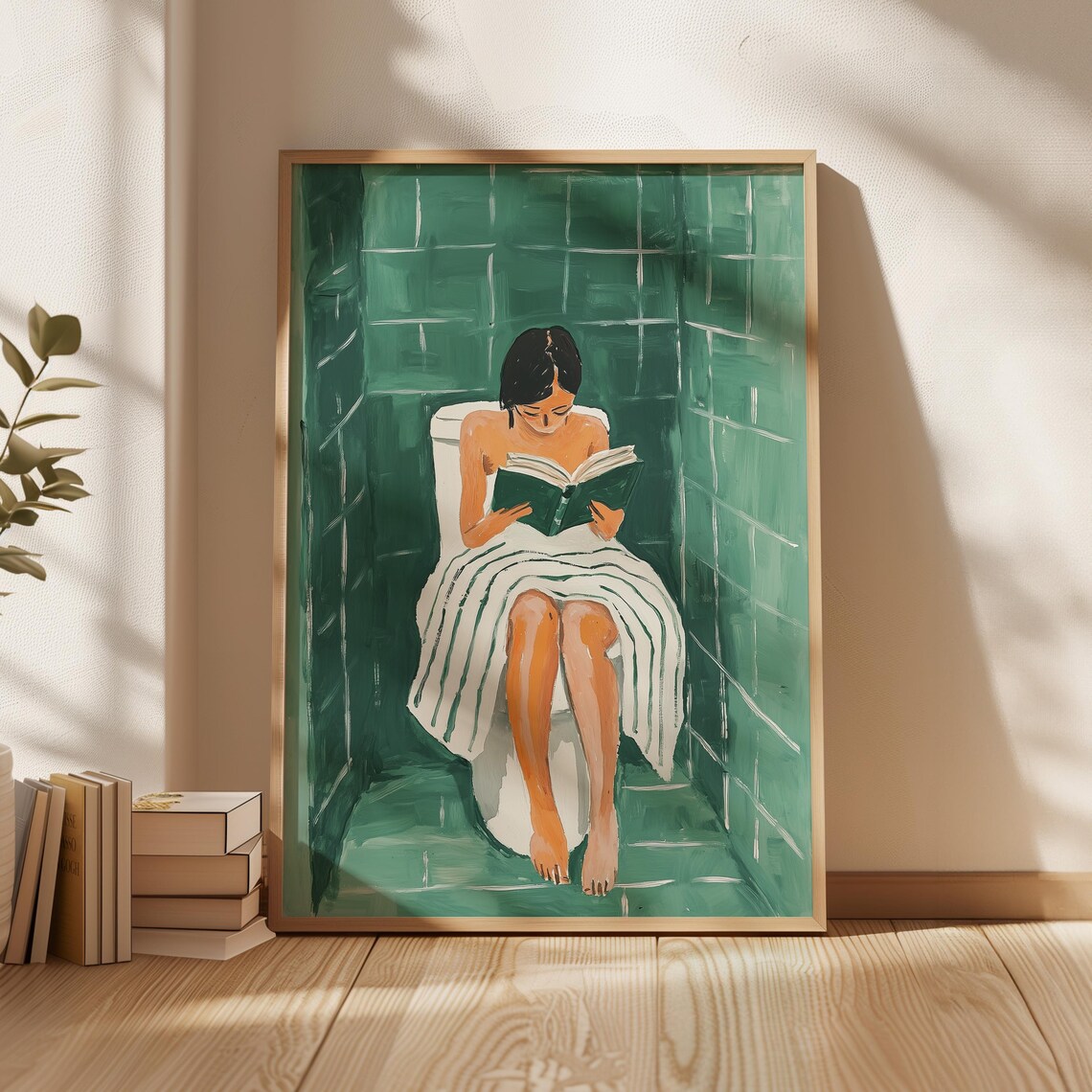 Modern Woman Reading On Toilet, Bathroom Decor - Image 6