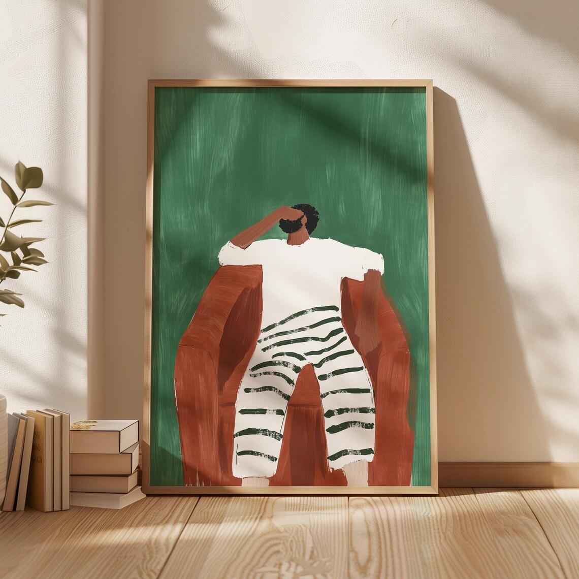 Minimalist Man In Striped Pants, Modern Art Print