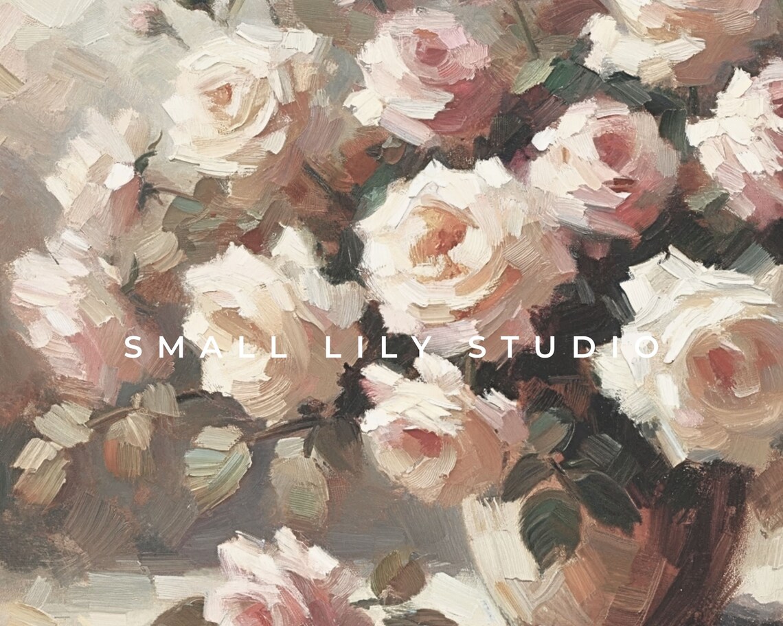Blush Pink Roses Bouquet Vintage Oil Painting Romantic Floral Poster - Image 4