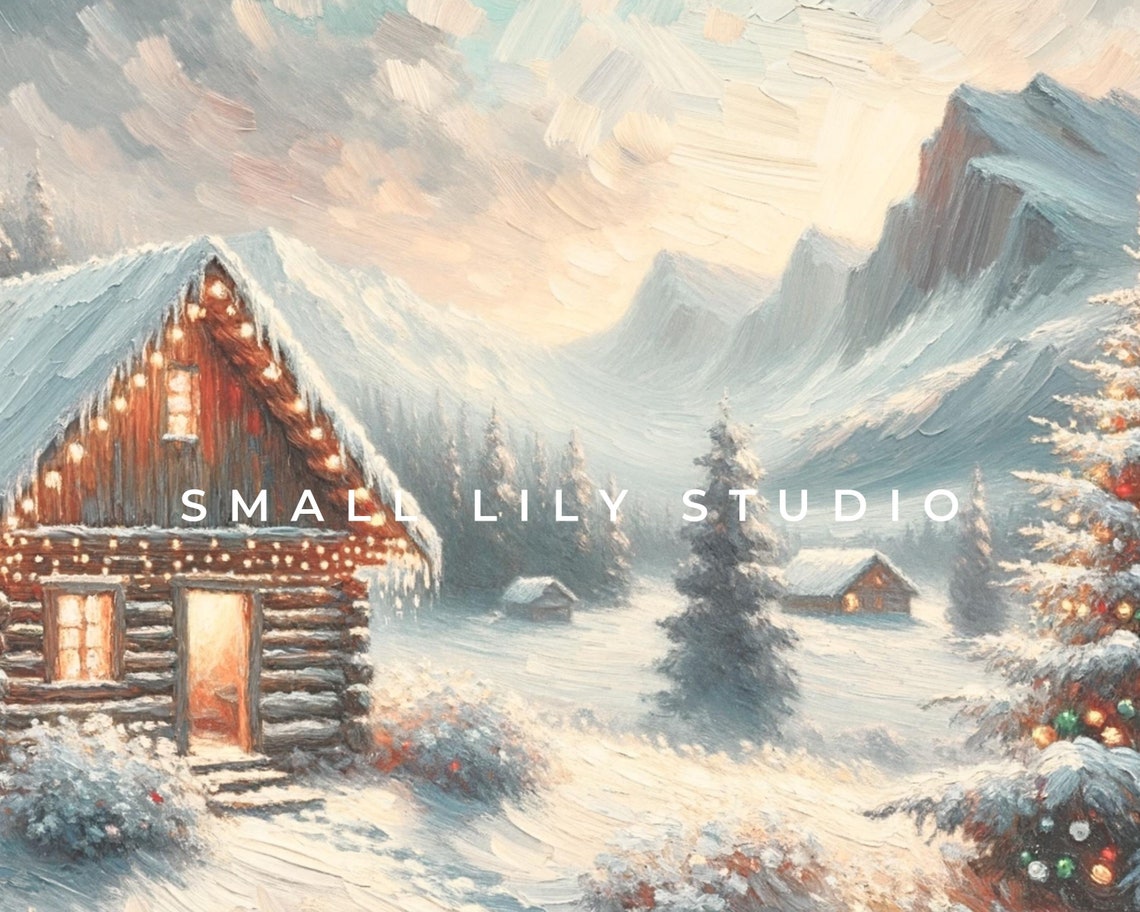 Frame Tv Art Christmas Winter Cabin Frame Tv Art Christmas Cottage Farmhouse Christmas Vintage Painting Style Artwork Tv193 - Image 4