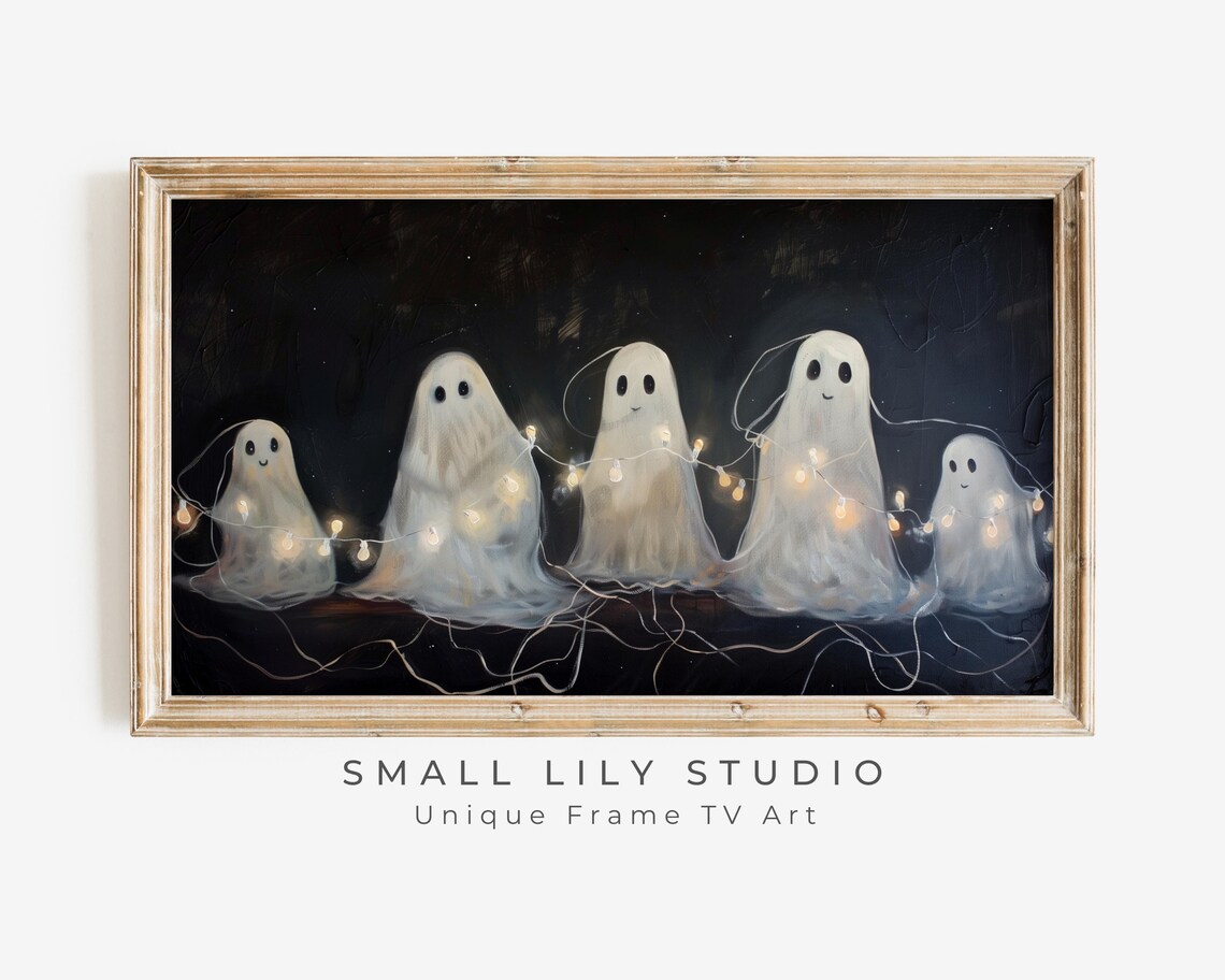 Halloween Ghosts Partying Neutral Halloween Wall Art Print