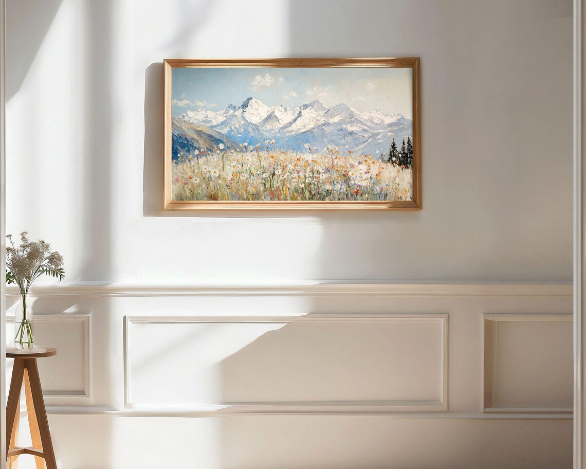 Winter Wildflowers Swiss Alps Vintage Style Art Print - Image 2