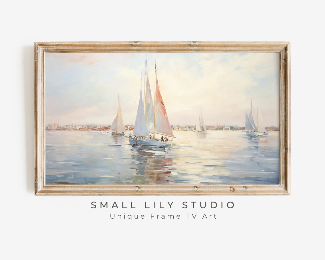 Summer Sailboats Nautical Neutral Coastal Art Print