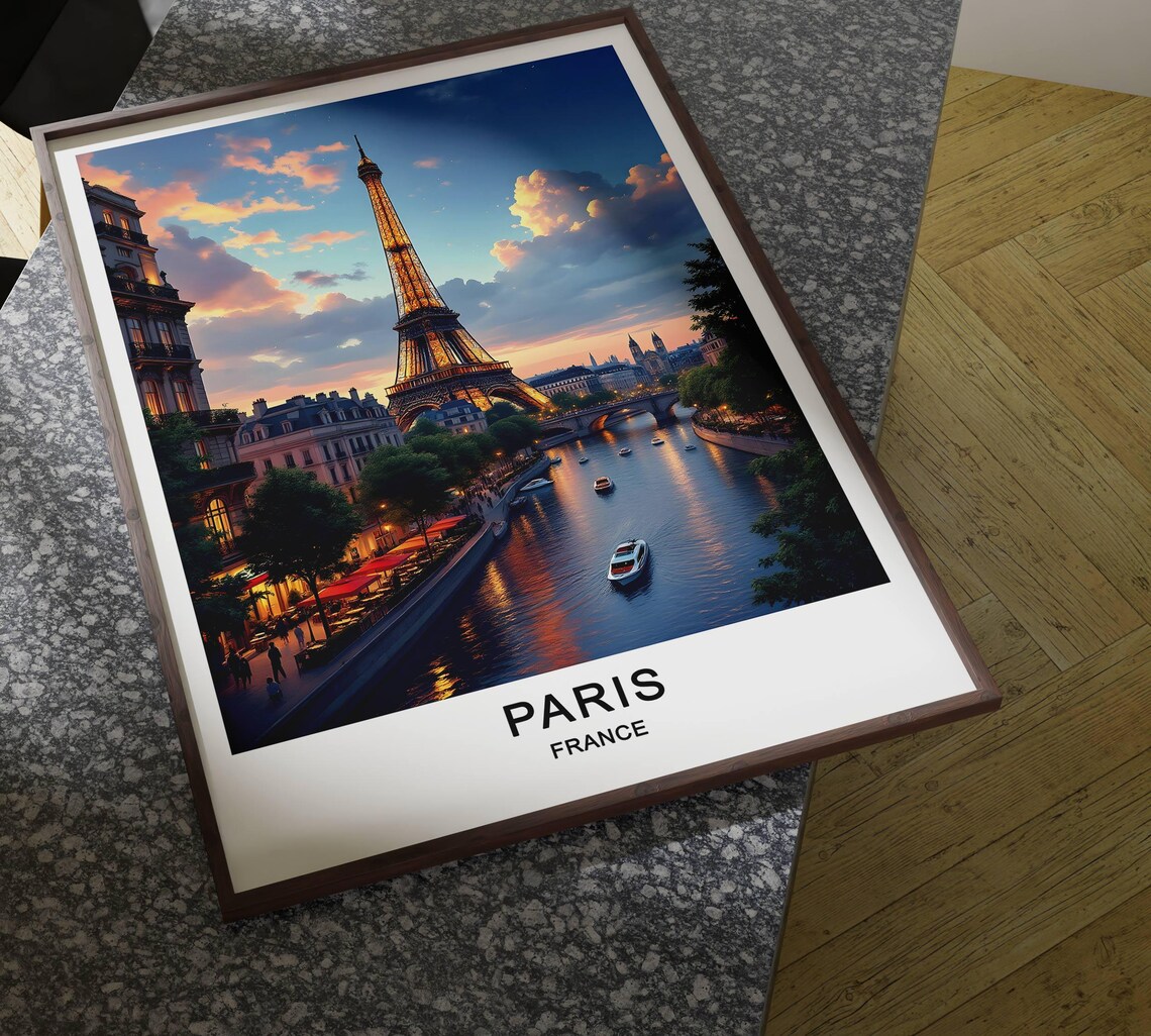 Paris Travel Poster, Eiffel Tower and Seine River - Image 4