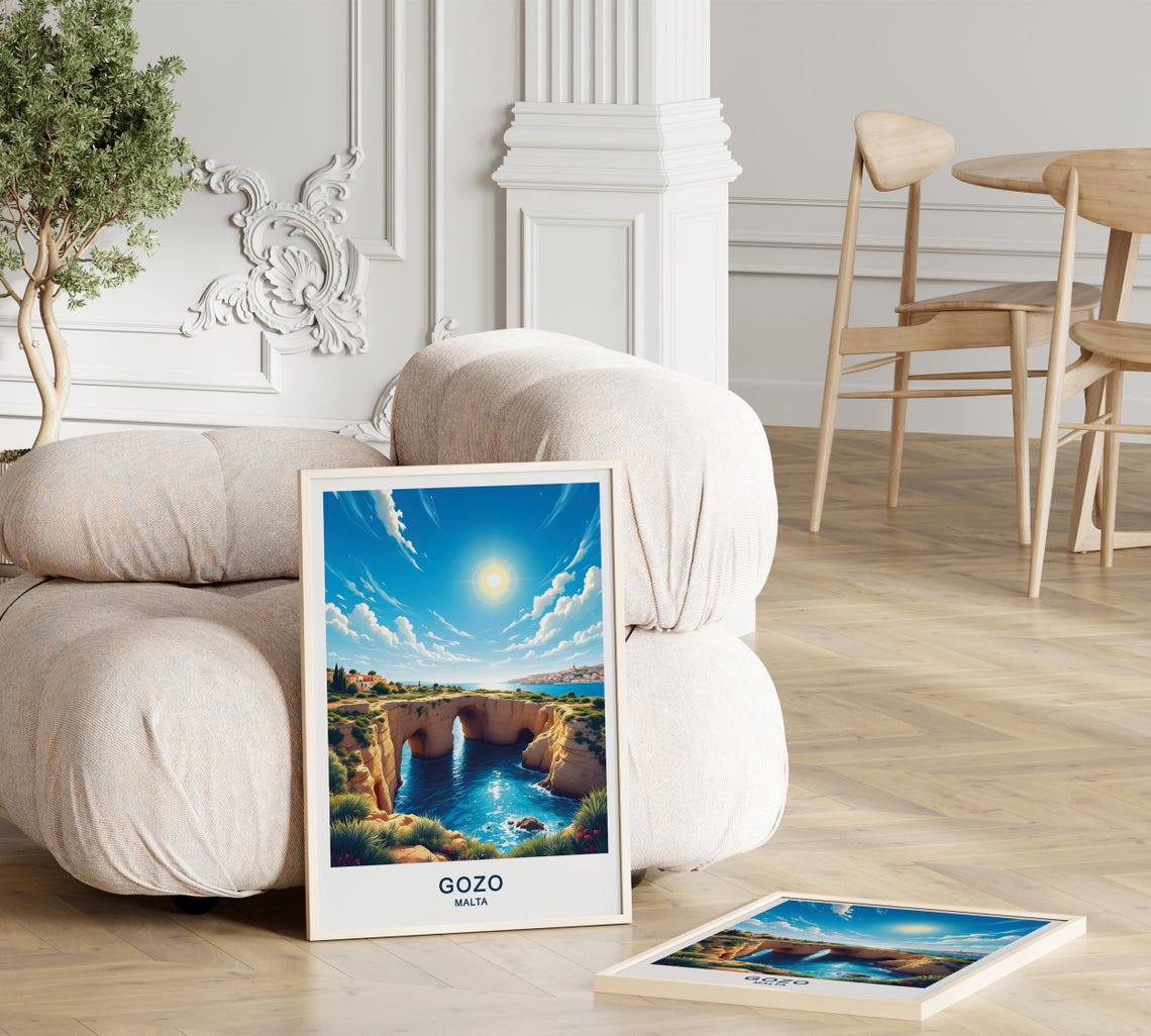 Gozo Malta Travel Poster Azure Window Remnants Scenic Coastlines And Tranquil Island Charm Wall Art - Image 3