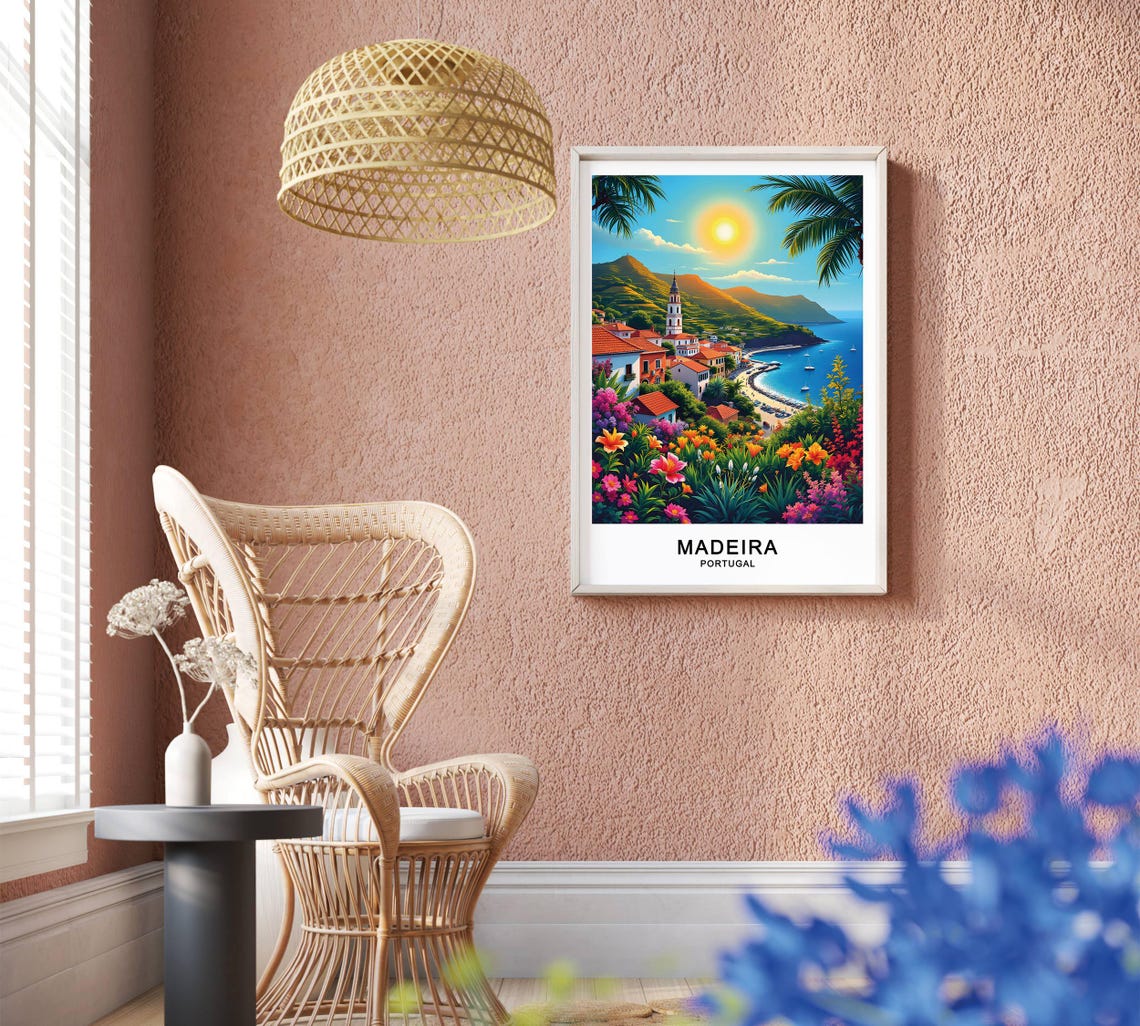 Madeira Portugal Travel Poster Lush Landscapes Dramatic Cliffs And Island Serenity Gift Poster - Image 2
