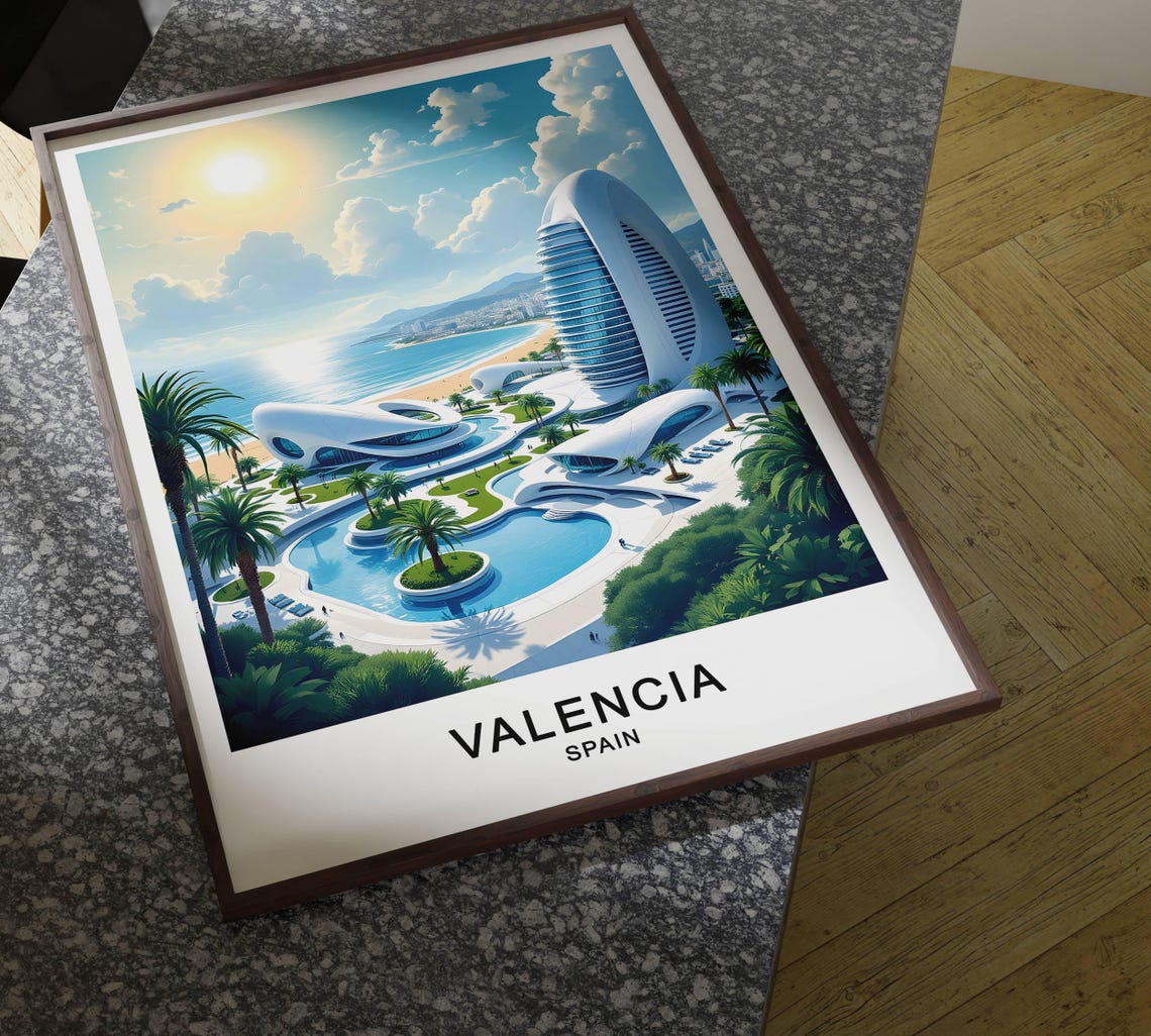Valencia Spain Modern Architecture Beachfront Cityscape Travel Poster - Image 4