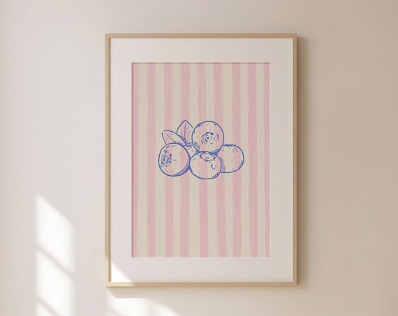 Blueberry Print, Vintage Nursery Decor Art Print