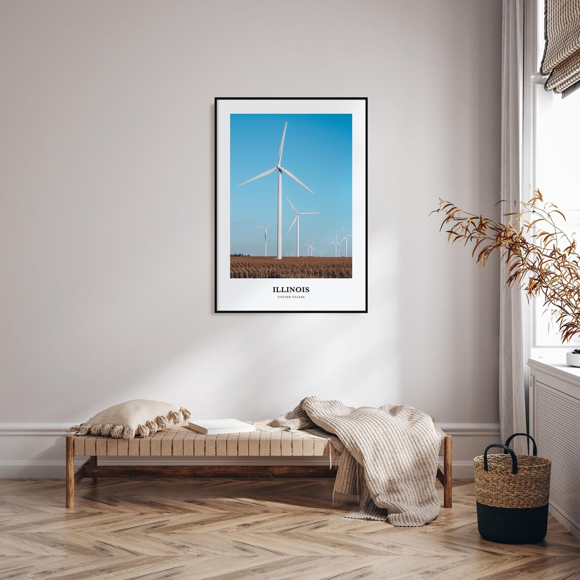 Illinois United States Wind Turbines Field Blue Sky Photo Poster - Image 3