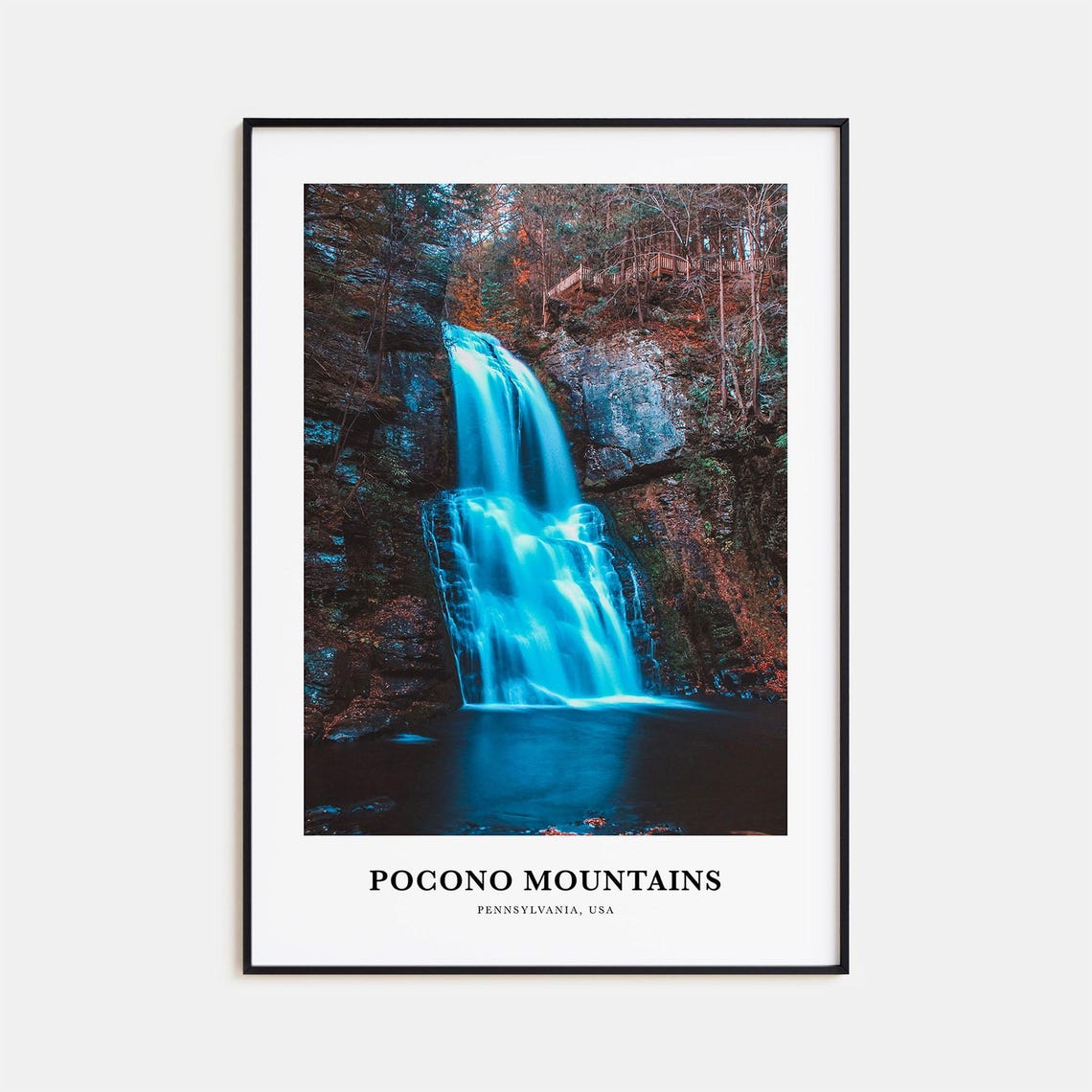 Pocono Mountains Pennsylvania Waterfall Autumn Forest Art Poster
