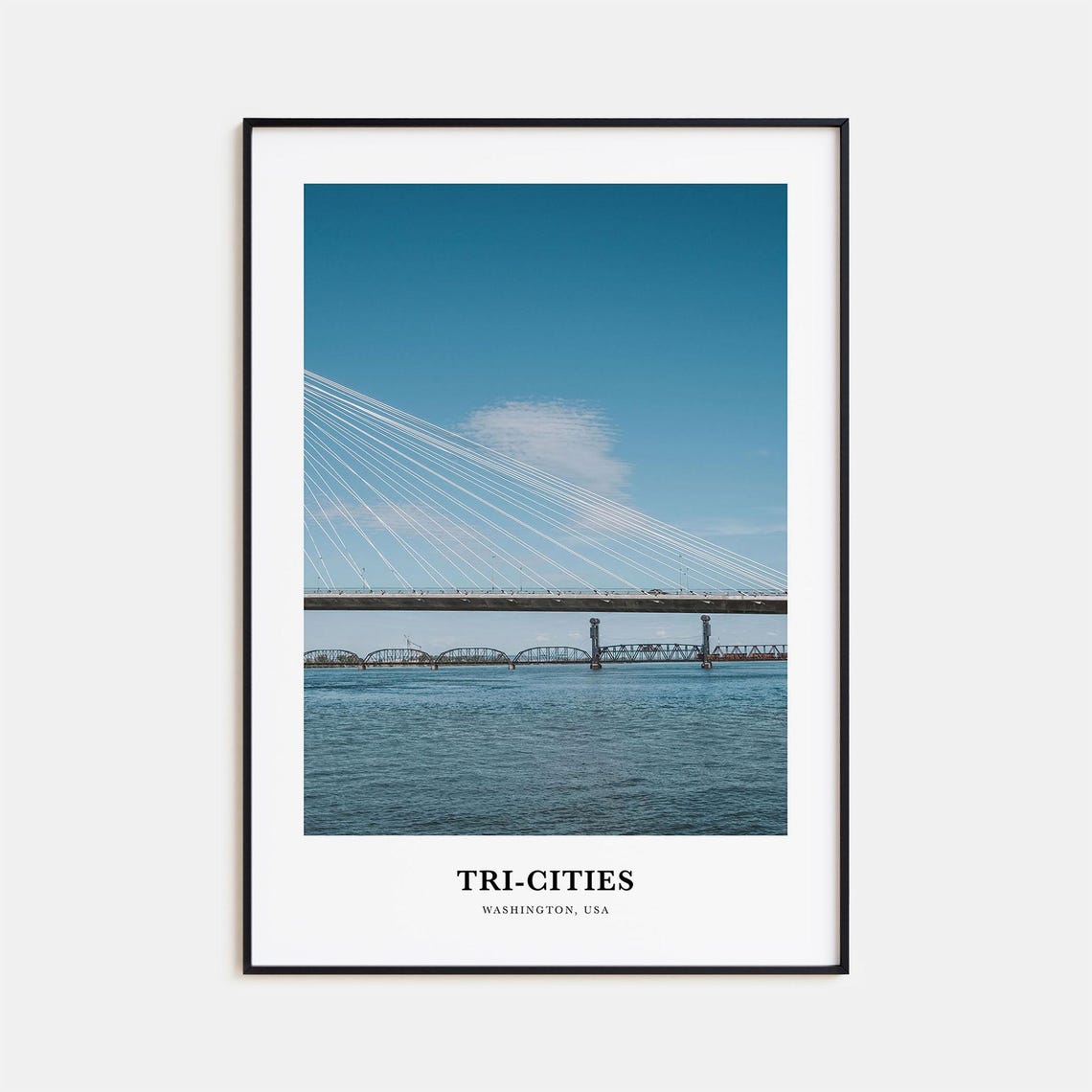 Tri-Cities Cable-Stayed Bridge Columbia River Washington Poster