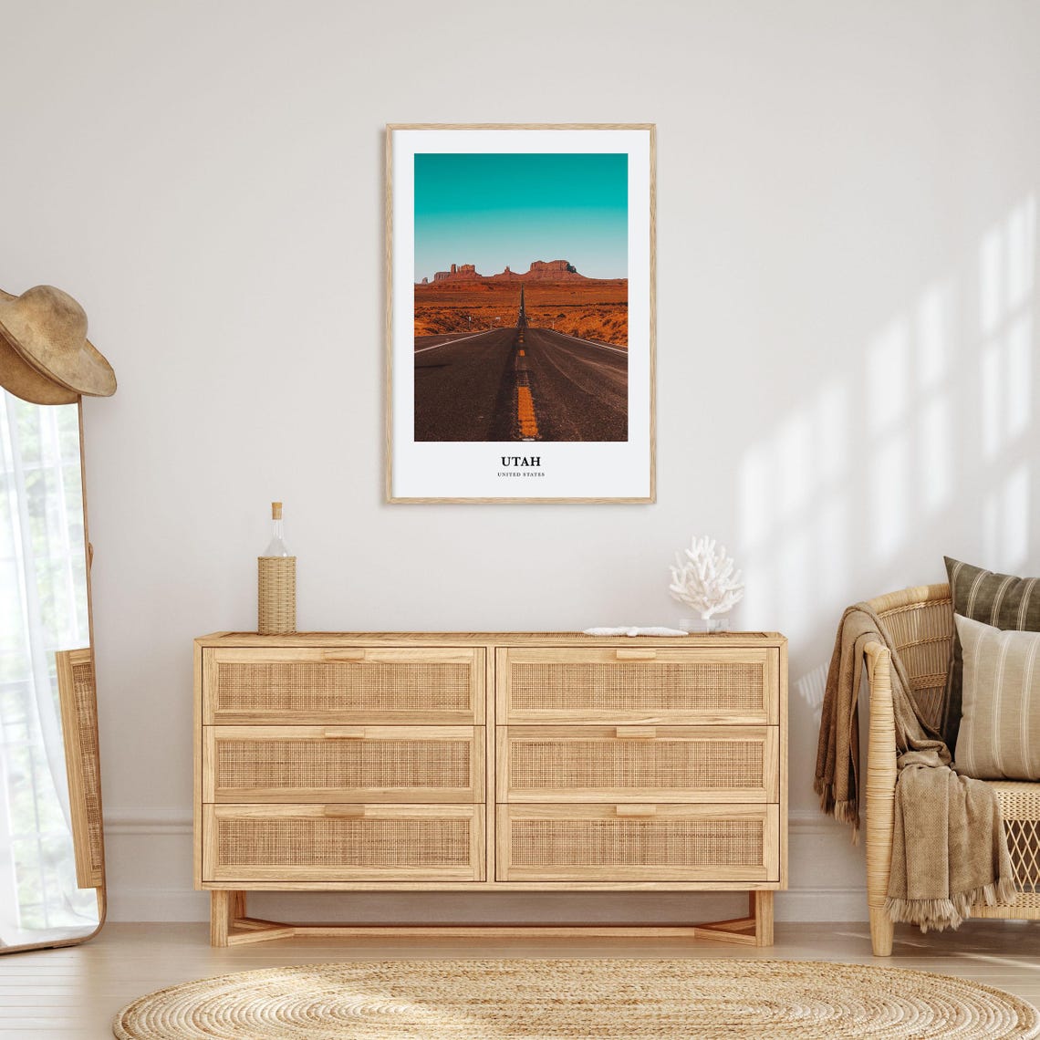 Utah Desert Road Red Rock Mesas Endless Open Highway Travel Poster - Image 2