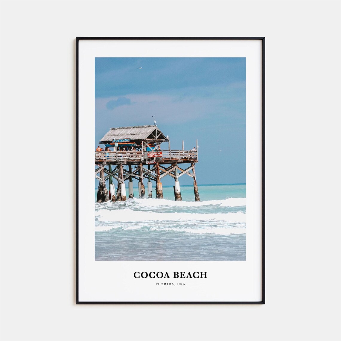Cocoa Beach Travel Poster, Florida USA Map Print
