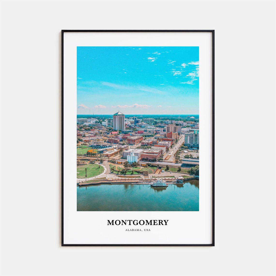 Montgomery Alabama Aerial Riverfront Downtown City View Poster