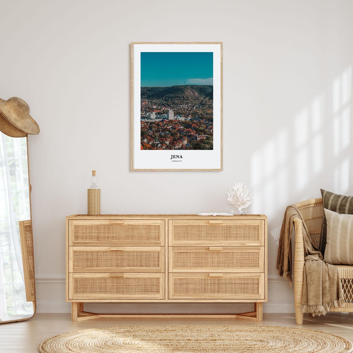 Jena Germany Red Rooftop Old Town Valley Hills Travel Poster - Image 2