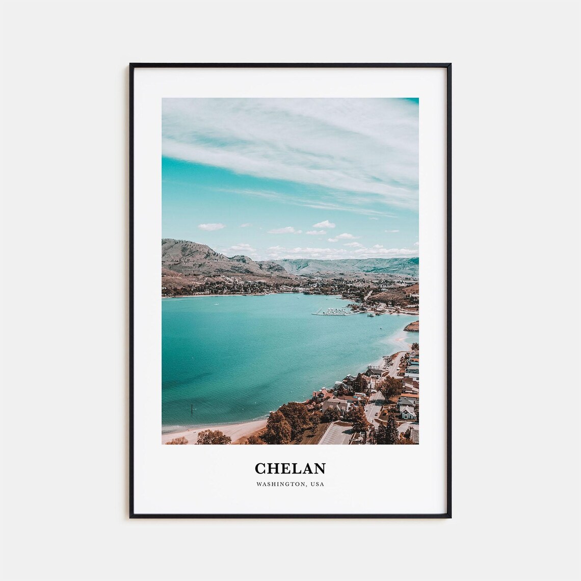 Chelan Travel Poster, Washington Map Wall Art
