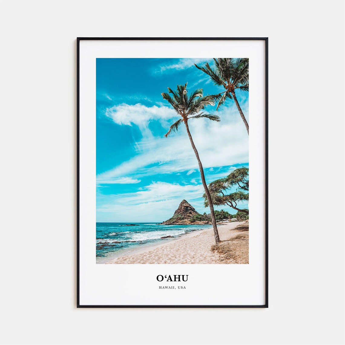 Oahu Travel Poster, Hawaii Map Wall Art Print