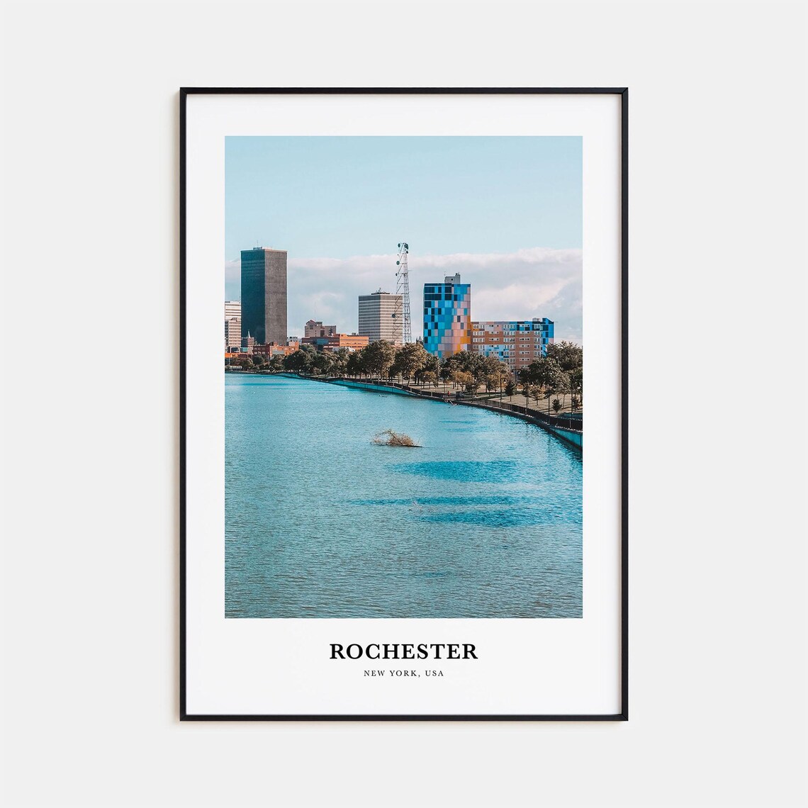 Rochester New York Waterfront Skyline River View Photo Poster