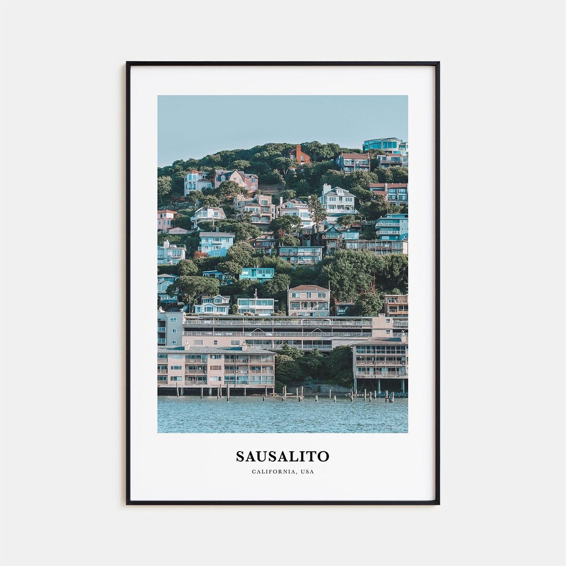 Sausalito California Waterfront Hillside Homes Bay Photo Poster