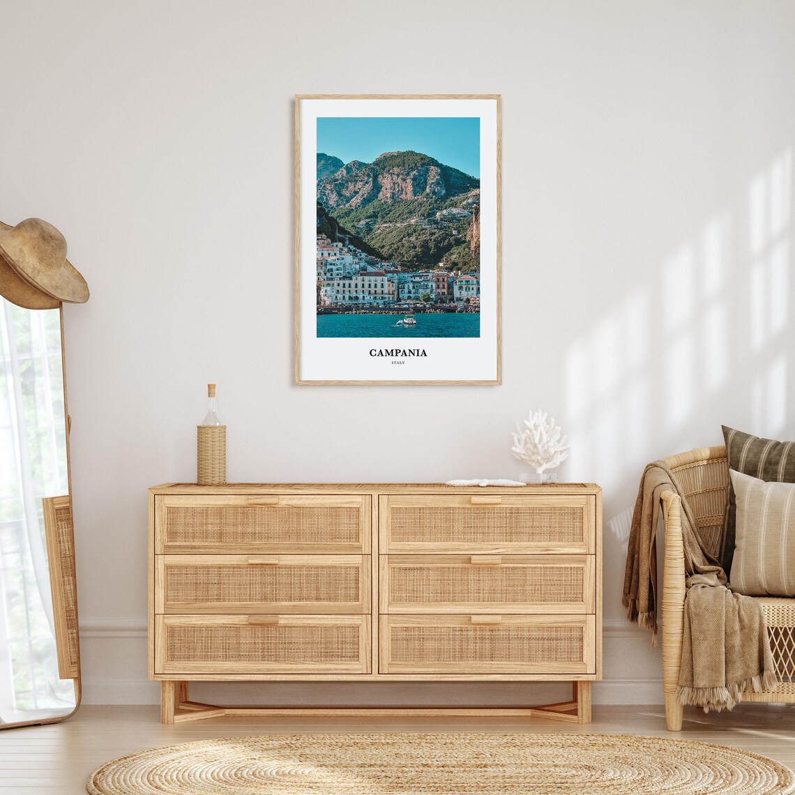 Campania Italy Coastal Town Sea Cliffs Mediterranean View Photo Poster - Image 2
