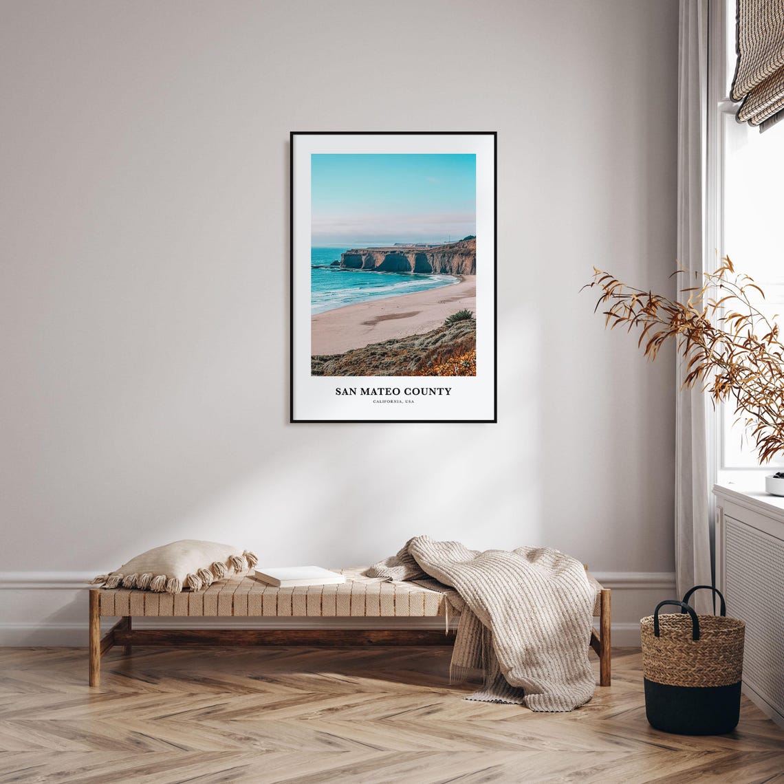 San Mateo County California Coastal Cliffs Beach Travel Photo Poster - Image 3