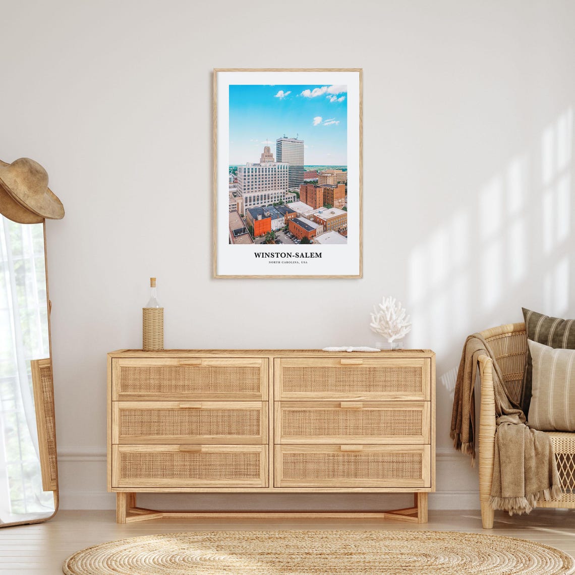 Winston-Salem North Carolina Downtown Skyline Aerial City Poster - Image 2