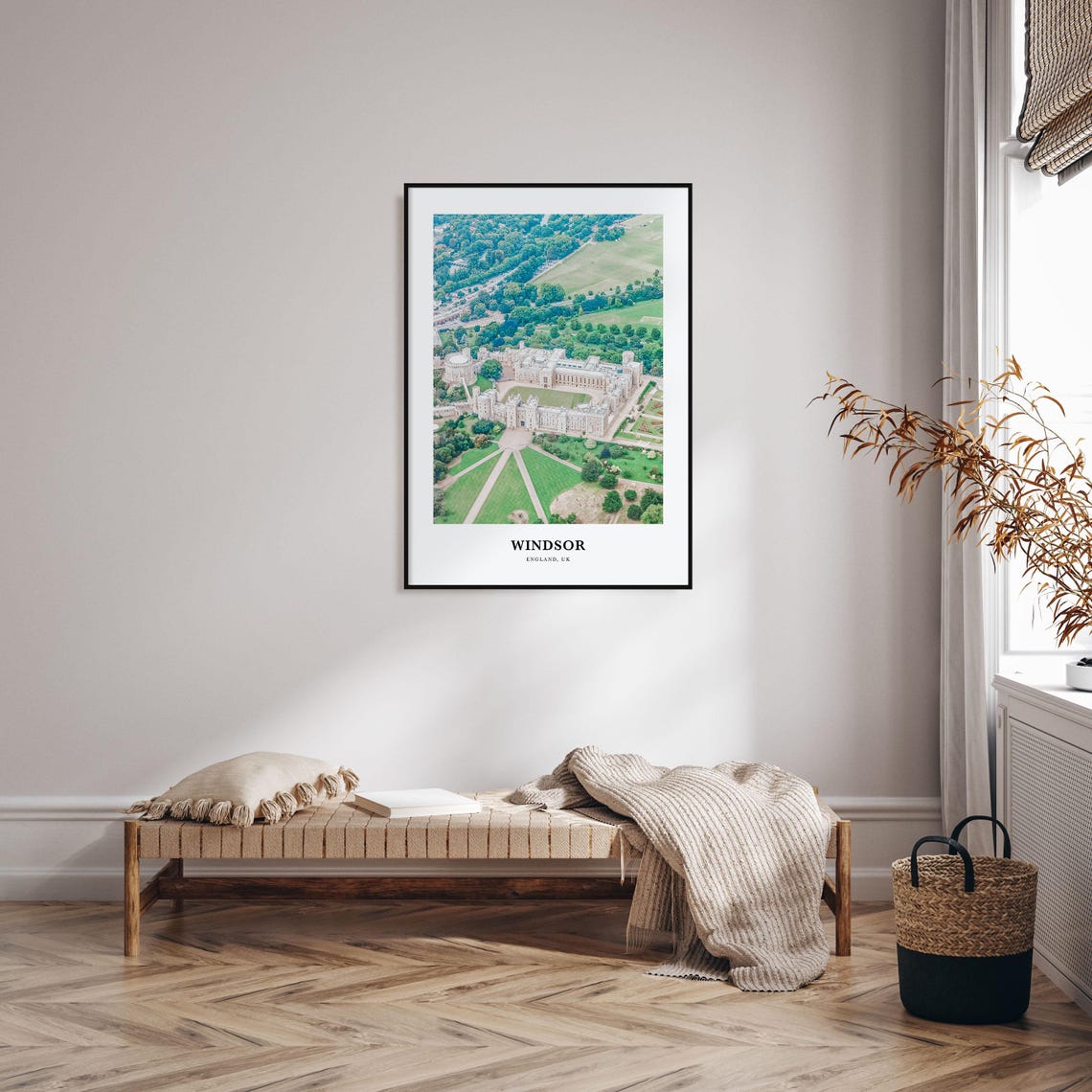 Windsor England Aerial Castle Gardens Royal Estate Travel Poster - Image 3
