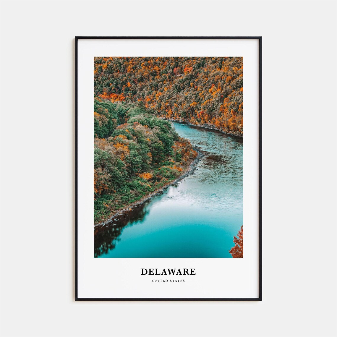 Delaware Autumn River Valley Landscape Minimalist Travel Poster
